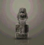 Statue of Queen Tiye made of black granite.