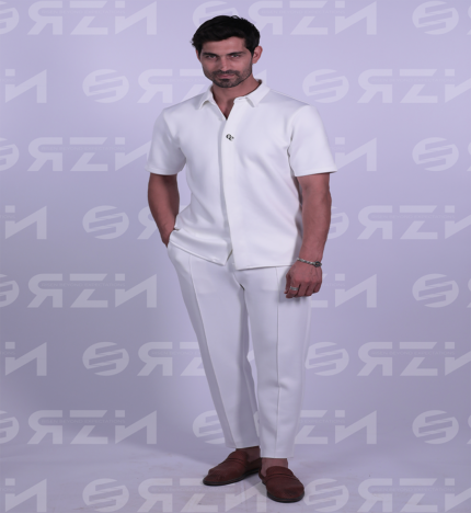 Buttoned Classic Set-Men - Versatile, half-sleeve buttoned shirt in premium fabric for multiple occasions