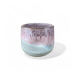 Nile’s Glow handmade ceramic cup with pastel pink and turquoise gradient glaze.