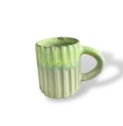 Golden Roots Mug - Handmade Ceramic Cup with Green and Yellow Glaze.