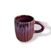 Crimson Legacy mug with a unique dripping glaze design, in deep purple with a glossy finish.
