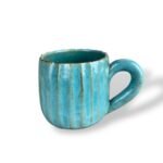 Egyptian Turquoise Ceramic Mug – Ribbed Design, Vibrant Blue Glaze.