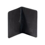 Open view of a black leather passport cover embossed with ancient Egyptian deities and sacred symbols.