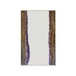 Rectangular wall mirror framed with purple amethyst crystals and gold resin detailing.