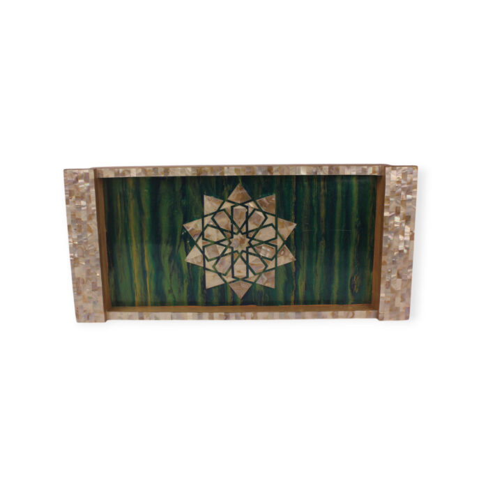 Luxury wooden tray with mother-of-pearl inlays