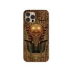 Illuminated Pharaoh Case featuring a golden line-art pharaoh with glowing eyes on a papyrus background with hieroglyphs