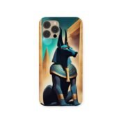 Anubis Guardian Case featuring a stylized depiction of the Egyptian god Anubis seated between ancient temples