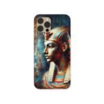 Pharaohs’ Secrets phone case featuring a profile of an ancient Egyptian pharaoh with hieroglyphic background art
