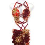 Deep red Scarlet Bloom belly dance costume