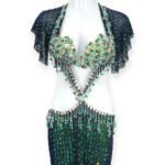 Emerald Mirage sequin belly dance outfit with bolero