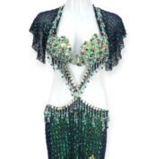 Emerald Mirage sequin belly dance outfit with bolero