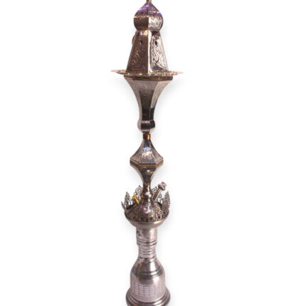 Silver Sultan – 103 cm stainless steel hookah with sculpted body, dome top, and intricate engravings