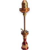 Amber Majesty – 97 cm tall brass hookah with slender body, amber tones, ornate tray, and charcoal holder