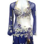 Midnight Bloom royal blue belly dance costume