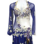 Midnight Bloom royal blue belly dance costume
