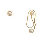 Gold hand-shaped earring with blue stone