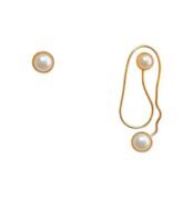 Gold hand-shaped earring with blue stone