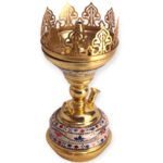 Royal Mosaic Breeze – 32 cm brass and stainless steel hookah with colorful mosaic inlays and crown top