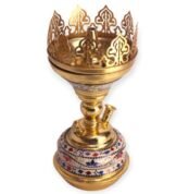 Royal Mosaic Breeze – 32 cm brass and stainless steel hookah with colorful mosaic inlays and crown top