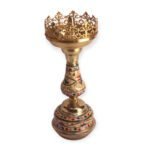 Mosaic Crown Hookah – stainless steel hookah with mother-of-pearl mosaic inlays and ornate crown bowl, 37 cm tall