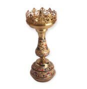 Mosaic Crown Hookah – stainless steel hookah with mother-of-pearl mosaic inlays and ornate crown bowl, 37 cm tall