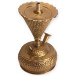 Hammered Glow Hookah – brass hookah with hammered texture, conical body, and scalloped bowl, 25 cm tall