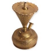 Hammered Glow Hookah – brass hookah with hammered texture, conical body, and scalloped bowl, 25 cm tall