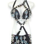Midnight Spark black belly dance costume with rhinestones