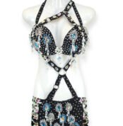 Midnight Spark black belly dance costume with rhinestones