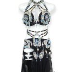 Starlight Majesty black belly dance costume with rhinestones