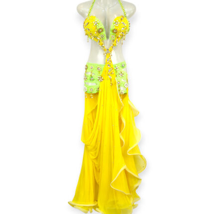 Yellow and lime Citrus Bloom belly dance costume