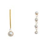 Asymmetry pearl earrings with 18K gold and white pearls
