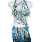 Sapphire Serenade asymmetrical halter belly dance outfit