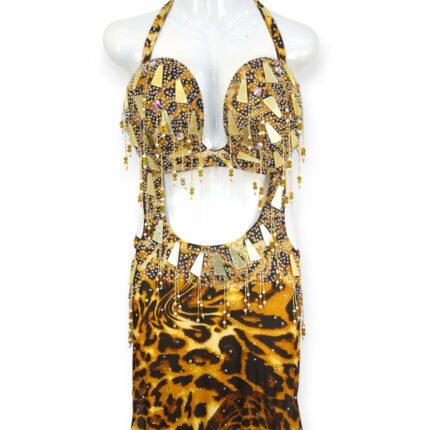 Leopard print Savage Flame belly dance costume