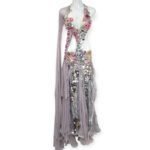 Grey Silver Bloom belly dance dress