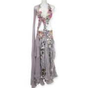Grey Silver Bloom belly dance dress