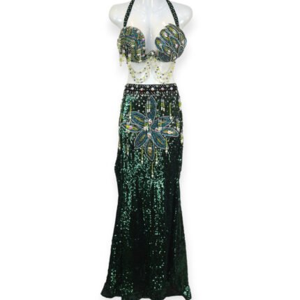Emerald Charm one-piece sequin belly dance costume