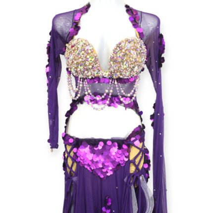 Twilight Spark purple belly dance costume with bolero