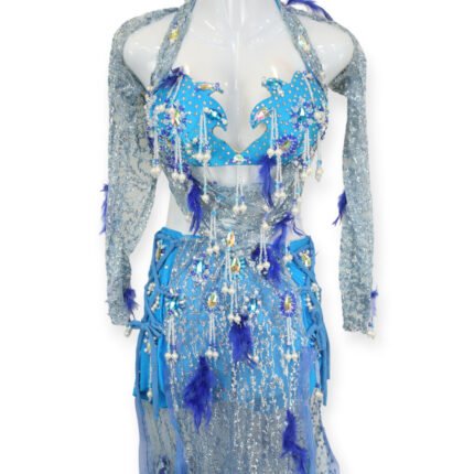 Blue and silver Ocean Whisper belly dance costume