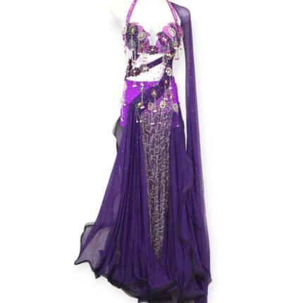 Violet Charm purple belly dance costume with beadwork