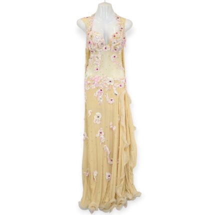 Nude and pink Desert Bloom belly dance gown