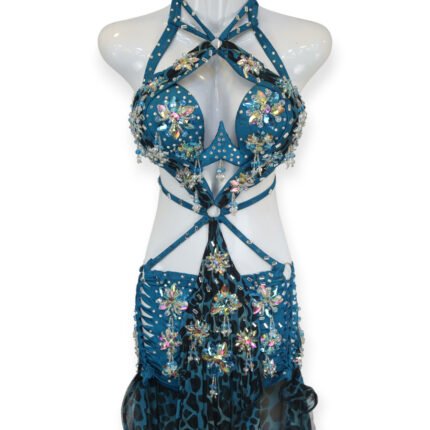 Jungle Spark animal print belly dance costume with crystals