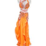 Orange and peach Sunset Bloom belly dance costume