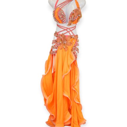 Orange and peach Sunset Bloom belly dance costume