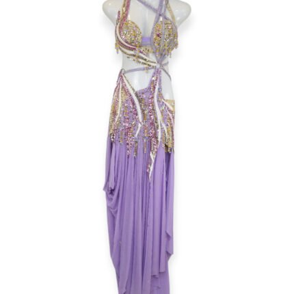 Lavender Shimmer lilac belly dance costume with beadwork