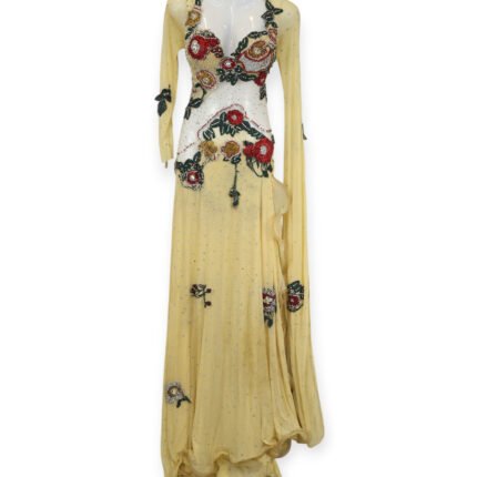 Floral-beaded long-sleeve dance outfit by Tut Egypt