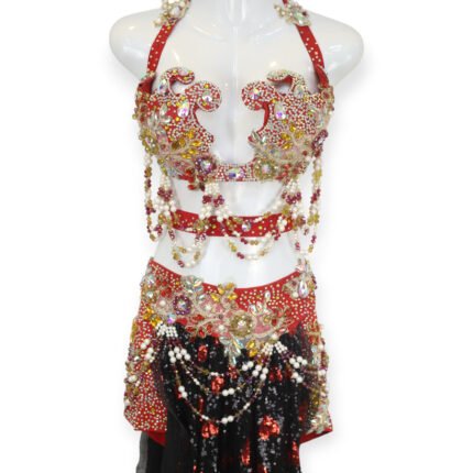 Black and red Scarlet Night belly dance costume