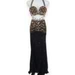 Rhinestone-adorned Golden Mirage belly dance costume