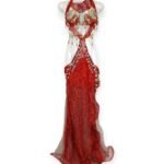 Vibrant red Crimson Cascade belly dance costume