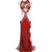 Vibrant red Crimson Cascade belly dance costume